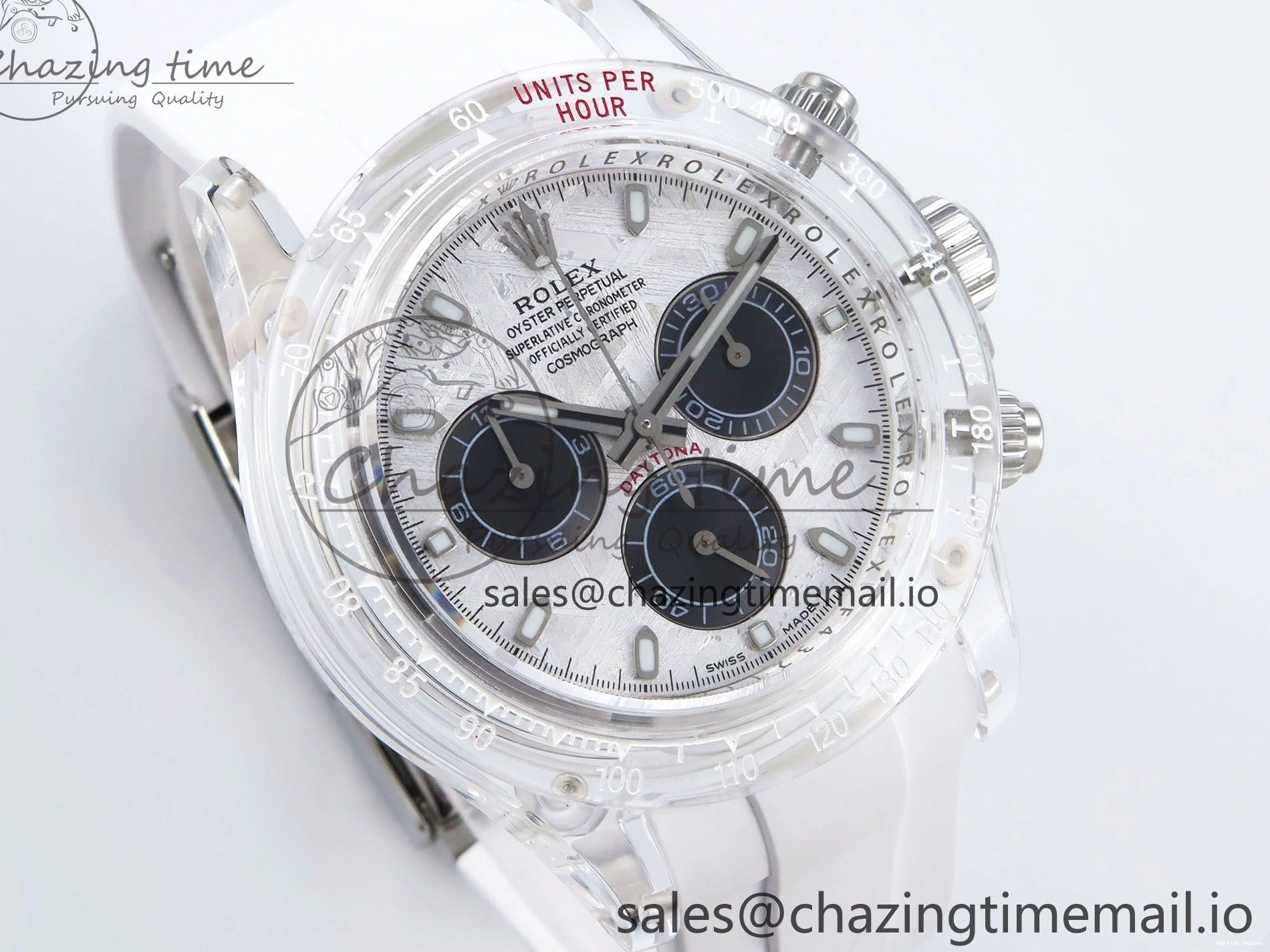 0407 Daytona AET Remould N6F 1:1 Best Edition Meteorite Dial on White Rubber Strap SA TopPick 920